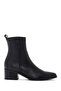 Women's Black Zipper Detailed Short Heeled Leather Boots 25Wfd151218