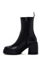 Women's Black Thick Heeled Zippered Leather Boots 25Wfd201018 - 4
