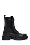 Women's Black Zippered Leather Boots 25Wfd187018