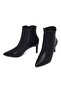 Women's Black Zippered Thin Heeled Leather Boots 25Wfd161118 - 6