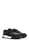 Men's Black Lace-Up Thick Sole Sports Shoes, Genuine Leather Sneaker 25Sfd693518 - 3