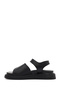 Women's Black Strappy Thick Soled Genuine Leather Sandals 25Sfd301018 - 2