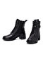 Women's Black Zippered Thick Heeled Leather Boots 25Wfd413318 - 3