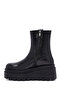 Women's Black Zippered Thick Soled Leather Boots 25Wfd187818 - 4