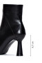Women's Black Zippered Thin Heeled Leather Boots 25Wfd130718 - 5