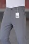 Men's Anthracite Slim Fit Flexible Lycra Linen Trousers - 5