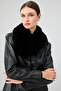 Christina Women's Black Fur Long Leather Coat 22Wge59951M - 5