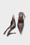 Women's Stiletto Pointed Toe Strap-Back Casual High Heel Shoes Rivori Brown Crocodile - 3