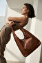 Stula Large Volume Magnetic Staple Detailed Hobo Shoulder Bag Khaki - 8