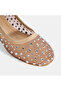 Women's Skin Stone Detailed Mesh Ballerinas - 6
