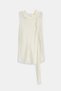 Ecru Sleeveless Asymmetrical Turtleneck Shawl Detailed Knitwear - 5