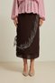 Bitter Brown Stone and Tulle Detailed Full-Fit Midi Skirt - 3