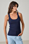 Navy Blue Thick Strap Crew Neck Knitwear - 3
