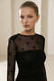 Black Transparent Lace and Inner Lining Detailed Midi Dress - 3