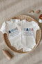 Colorful Mom - Dad Written Short Sleeve 100% Cotton Unisex 2-Piece Baby Bodysuit