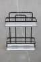 Bathroom and Cosmetic Organizer with Crystal Shelf and Stainless Lamas Double Black Bathroom Shelf Shampoo Rack - 4