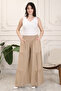 WOMEN'S OPEN MINK COLOR SPRINGED LYCRAL WOVEN PANT SKIRT - 3