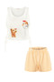 Women's Cotton Side Tie Gathered Shorts Pajama Set - 2