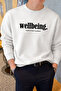 Wellbeing Themed Printed Men's Ecru Sweatshirt