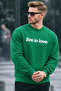 Written Design Cotton Casual Men's Green Sweatshirt - 2