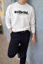 Wellbeing Themed Printed Men's Ecru Sweatshirt - 3