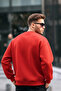 Chest Printed Cotton Men's Red Sweatshirt - 6