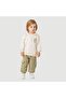 Polo Collar Sweatshirt & Muslin Trousers Set - Beige - 4