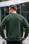 Chest Printed Cotton Men's Dark Green Sweatshirt - 6