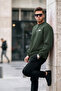 Chest Printed Cotton Men's Dark Green Sweatshirt - 3