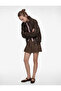 Faux Leather Pocket Detailed Zippered Long Sleeve High Collar Crop Jacket - 3
