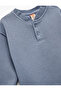 Button Detailed Long Sleeve Crew Neck Basic Fleece-Lined Sweatshirt - 3