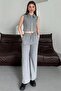 My Fashion Sleeveless Zippered Vest & Wide Leg Pants Two-Piece Set