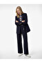 Straight Fit Pocketed Straight Wide Leg Striped Trousers