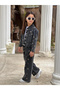 Girls' Embroidered Black Jeans and Denim Jacket Set - Eid Special - 4