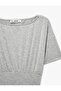 Short Sleeve Viscose Blend Boat Neck Waist Accent Crop T-Shirt - 5