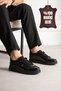 Mavron Genuine Leather Black Patent Leather Men's Lace-Up Thick Sole Black Casual Sneaker Shoes