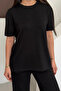 Women's Modal Fabric Short Sleeve Tracksuit Set 1098 Black - 3