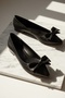 Naomi Black Double Bow Low Heeled (1.5 cm) Pointed Toe Casual Ballet Flats - 6