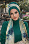 Emerald Turquoise Tie-Dye Patterned Scarf and Headscarf