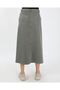 Denim Skirt with Lace Detail - Khaki - 8