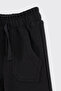 Baby Boy Elastic Embroidery Detailed Ottoman Fabric Black Shorts - 3