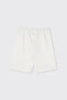 Baby Boy Elasticated Embroidery Detailed Ottoman Fabric Ecru Shorts - 2