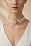 Pearl Choker Collar Necklace Gold - 3