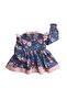 Ruffle Detailed Floral Patterned Pink Blue Baby Girl Dress - 2