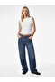 Crepe Scuba Fabric Slim Fit Crew Neck Sleeveless Blouse with Drape Detail
