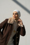 Brown Fur Collar Lined Cashmere Jacket Coat 2121 - 5