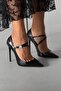 Magi Stone Buckle Detailed Black Patent Leather