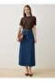 Natural Fabric Denim Skirt with Pocket Detail - Blue - Refka - 2