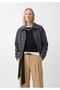 Oversized Cashmere Bomber Jacket with Pockets and Zipper Long Sleeves - 2