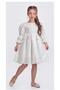 Girl's Long-Sleeve Elastic-Cuffed Lace Dress with Ribbon Detail ELB.2774
